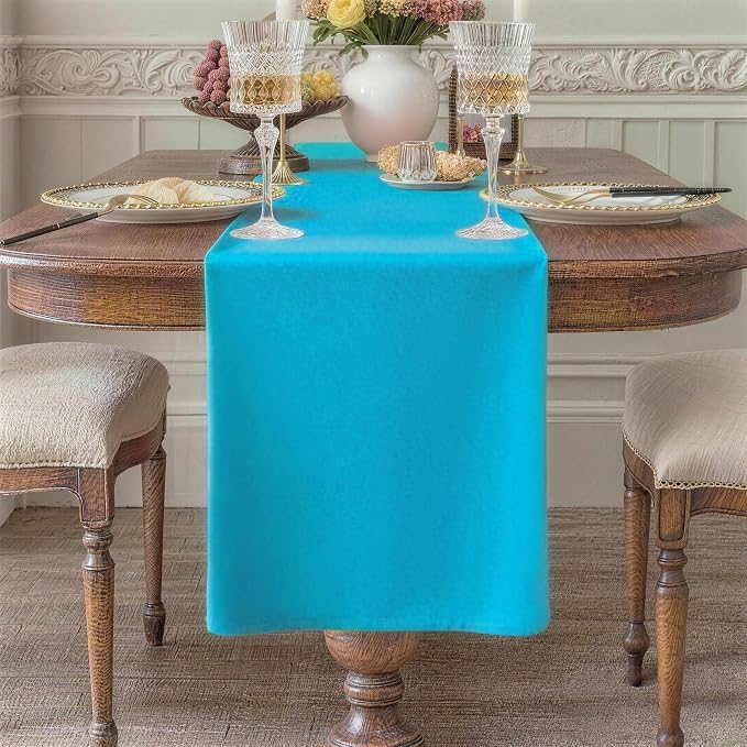 Teal Table Runner, Waterproof Washable Runners 48 Inches Long | Reusable 12x48 by KAIPHO
