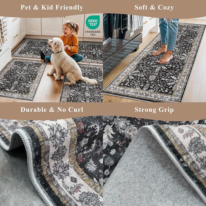 2x10 Hallway Runner Rug Non Slip Washable – Boho Floral Long Floor Carpet Runner - Image 5