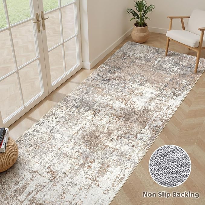 Runner Rug Kitchen Washable Rugs: 2x8 Non-Slip Abstract Soft Modern Stain - Image 3