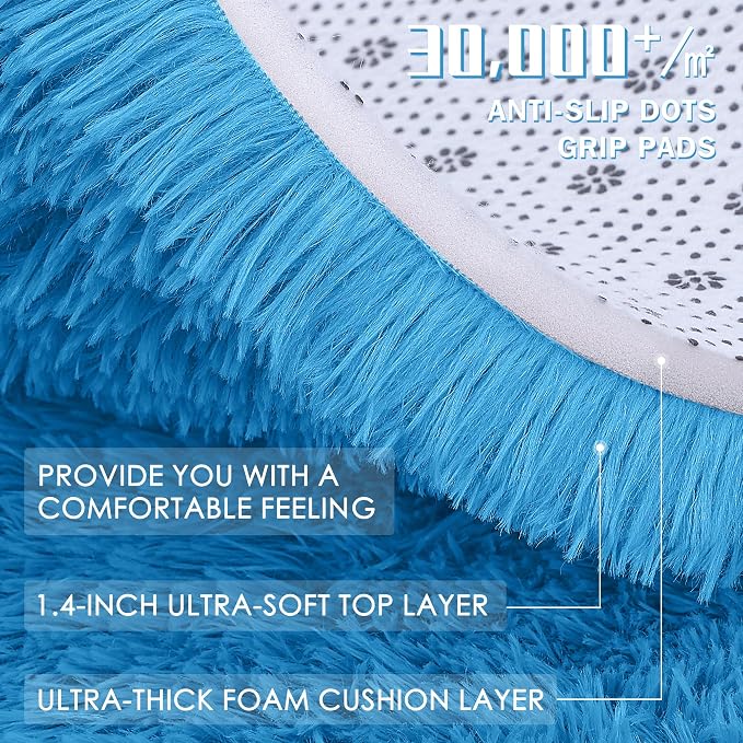 OLANLY 3x5 Machine Washable Small Bedside Rug, Soft Fluffy Shaggy Rugs - Image 8