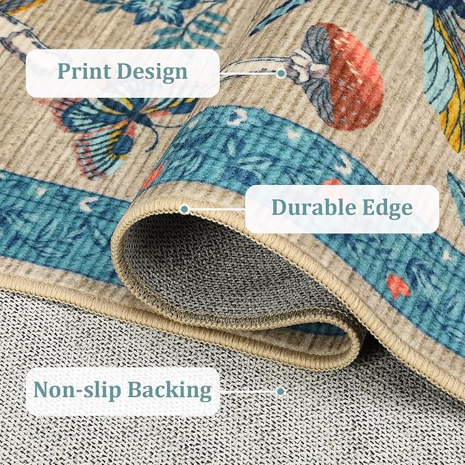 Mushroom Insect Washable Rug 5x7 Area Rugs - Image 8