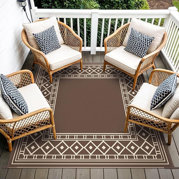 GENIMO Outdoor Rug Waterproof for Patio Decor, Outside Area Mat for Rv - Image 5