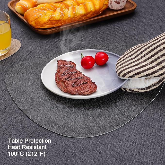 Placemats and Coasters, Washable Reversible Placemats Round Faux Leather - Image 4