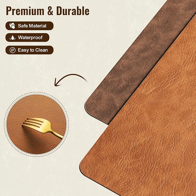 Placemats Set of 4, DOLOPL Reversible Dual-Color Faux Leather Place Mats - Image 7