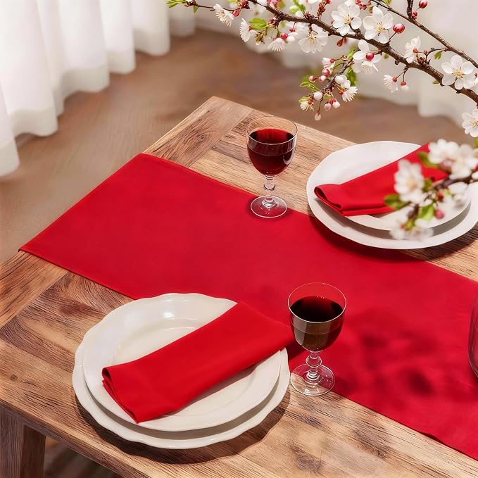 FOLINS&HOME Red Waterproof Decorative Table Runner 108 Inches Long | 210GSM - Image 2