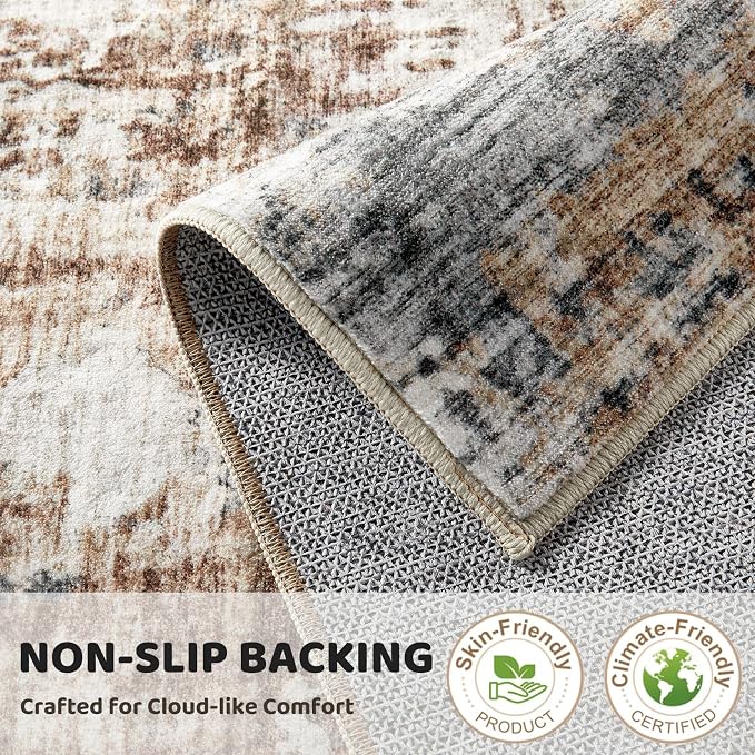 DMOYEST 2x3 Entryway Area Rug: Washable Neutral Modern Abstract Small Rug - Image 7