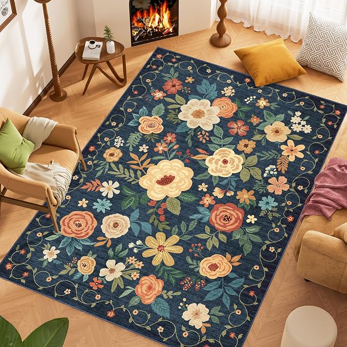 DUKINO 5x7 Area Rug, Floral Rugs - Image 3