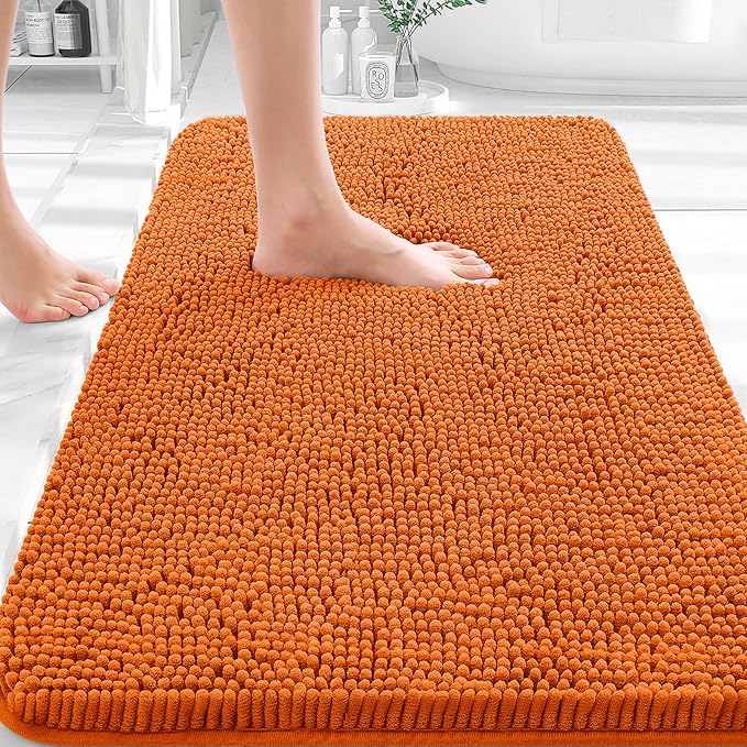 OLANLY Bathroom Rugs 30x18, Extra Soft Absorbent Chenille Bath Rugs, Rubber by OLANLY