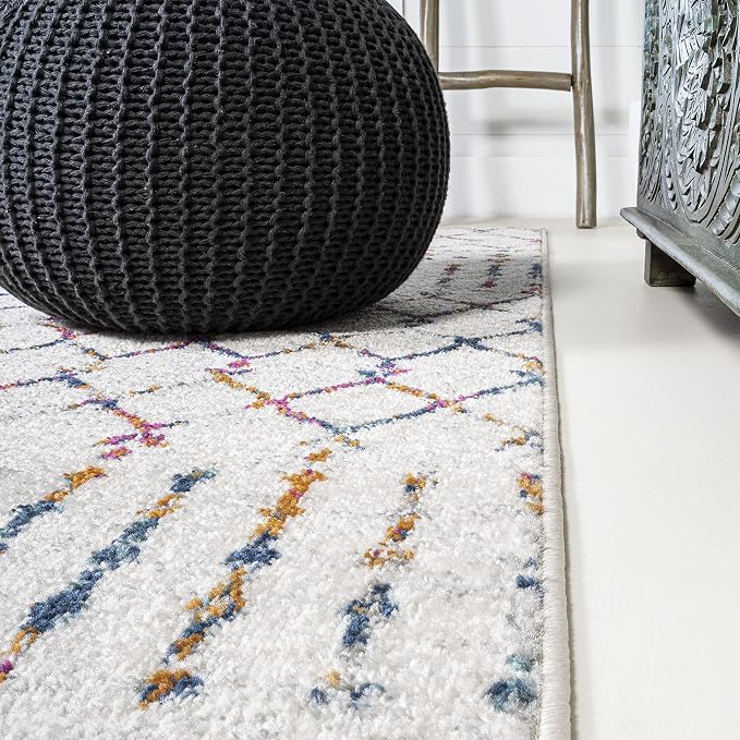 JONATHAN Y Boho Vintage Diamond Cream/Multi Indoor Area Rug 4X6 ft, Moroccan - Image 11