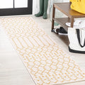 JONATHAN Y Moroccan Geometric Indoor Outdoor Runner Rug 2X8 Cream/Yellow by JONATHANY