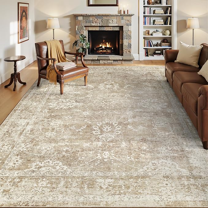 Madane Washable 6x9 Area Rugs for Living Room, Vintage Neutral Rug - Image 2