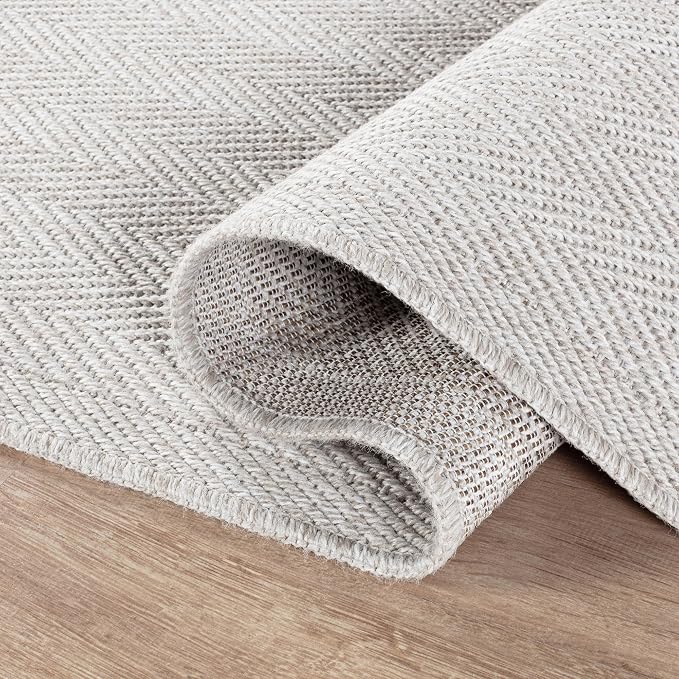 CAMILSON Easy Jute Rug 4x6, Indoor Outdoor Off-White Color Fiber Area Rugs - Image 3