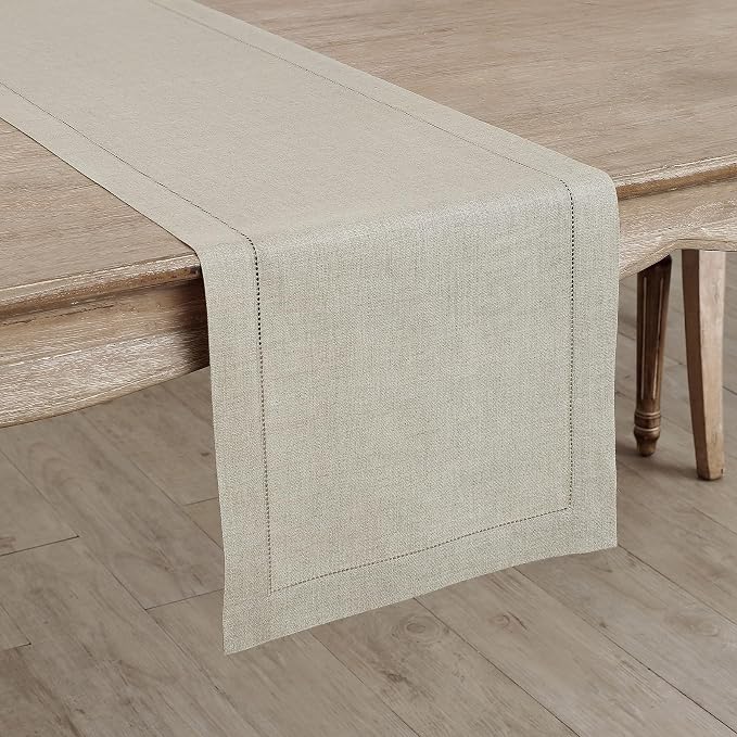 Solino Home 100% Pure Linen Dining Table Runner Natural Woven, 14 x 90 in | - Image 2