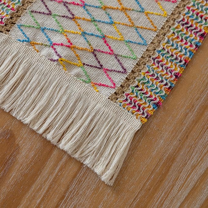Keketoarrange Boho Macrame Table Runner 12x90 Inch | Woven Burlap Rustic Runner - Image 8