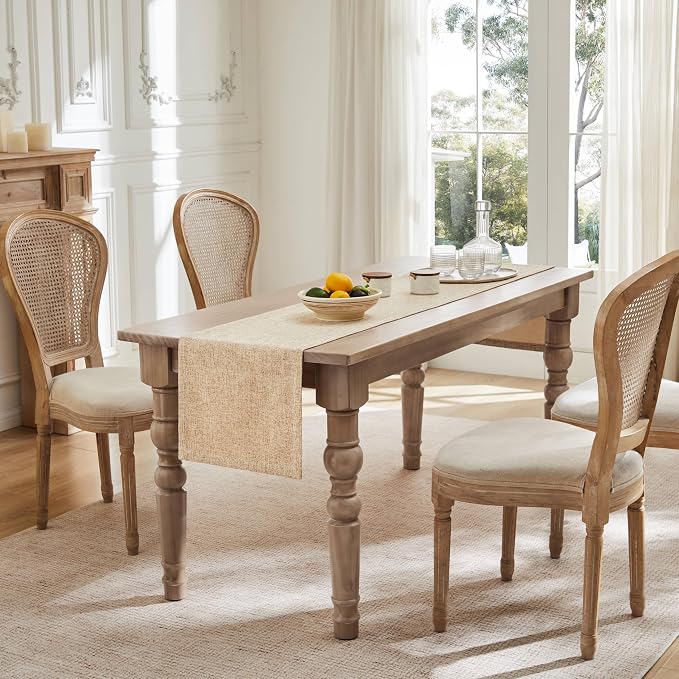 Burlap Style Farmhouse Table Runner, 14x72 Inches Oatmeal Beige | Thick Durable - Image 3