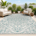 JONATHAN Y Boho Medallion Indoor Outdoor Area Rug 5X8 Teal/Gray, Estrella by JONATHANY