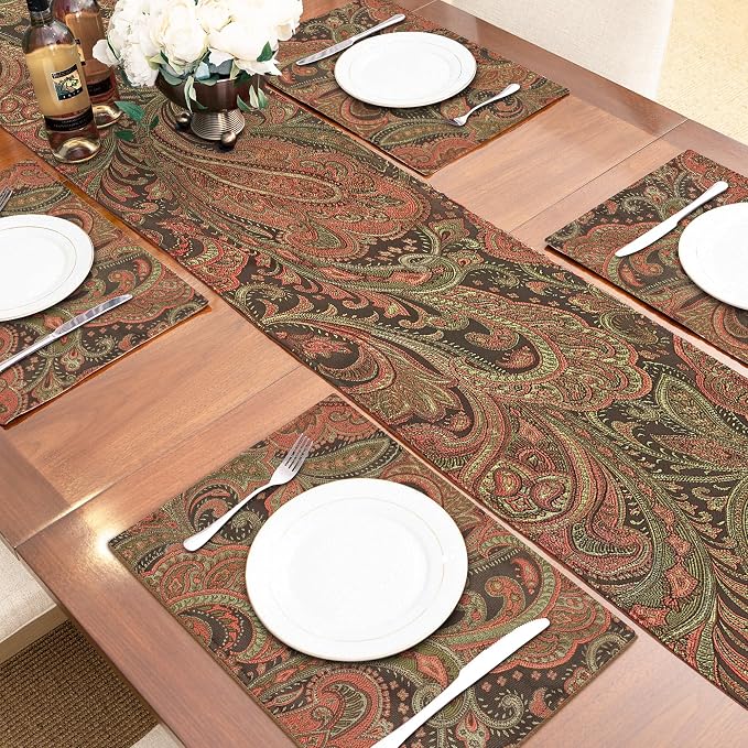 Loom and Mill Vintage Paisley Jacquard Table Runner 13x108 inch - Image 4