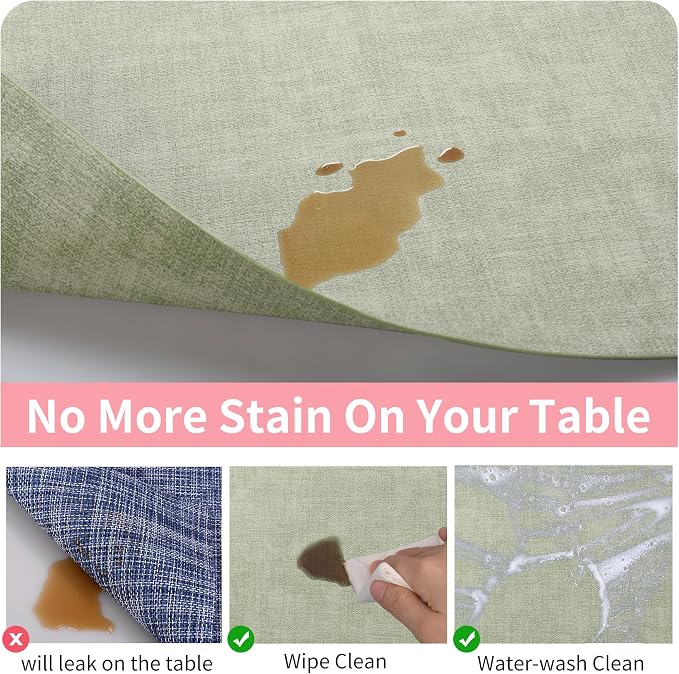 Maxpearl Faux Leather Placemats Set of 6, Light Green | Waterproof - Image 4
