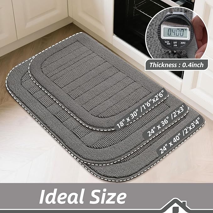 BEQHAUSE 30x18 Inch Kitchen Rug Mat Durable Kitchen Rugs Non-Slip Washable - Image 3