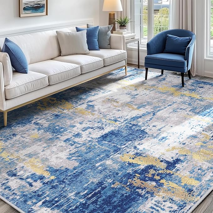 RELEANY Washable Area Rugs 9'x12' Non-Slip Modern Abstract Soft - Image 2