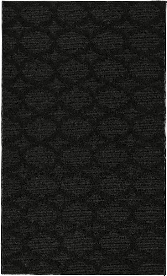 Garland Rug Sparta Non Slip Polypropylene 3 Ft. X 5 Ft. Black Area Rug- Ideal by Garland+Rug