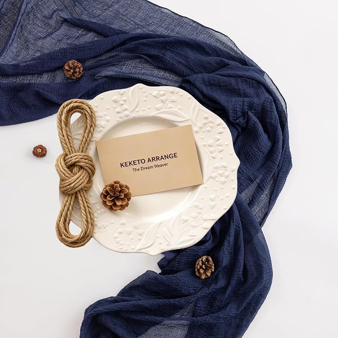 Navy Cheesecloth Table Runner 120 Inches - Image 5