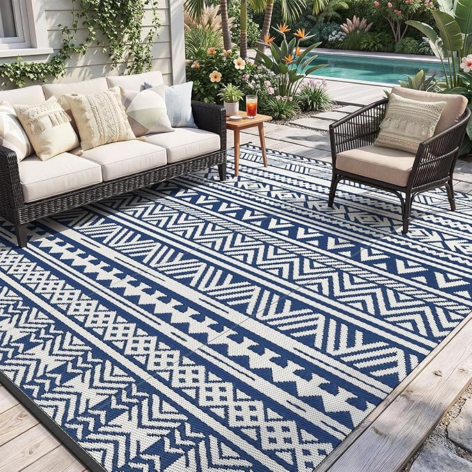 MontVoo Outdoor Rug 8x10 Waterproof Outdoor Patio Rug Mat Reverisble Plastic by MontVoo