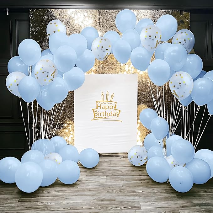 JOYIN 150 Pcs Pastel Blue Balloons, Different Sizes 18 12 10 5 Inch Pastel Blue Latex Balloon Arch Kit with Instruction for Birthday Party Graduation Wedding Holiday Decoration