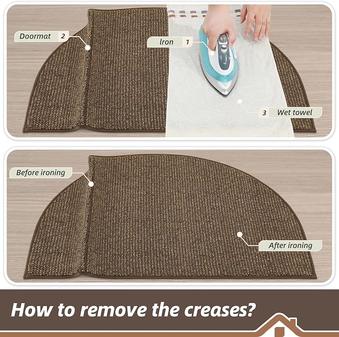 BEQHAUSE Dirt Trapper Door Mat 32" x 48" Half Circle Non-Slip Washable Doormats - Image 9