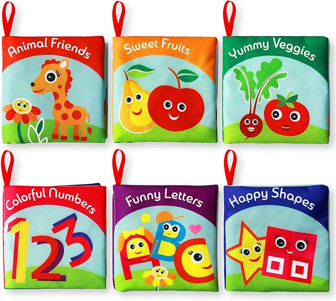 Cloth Books for Babies (Set of 6) - Premium Quality Soft Books for Babies. Touch and Feel Crinkle Paper. Cloth Books for Early Children's Development.
