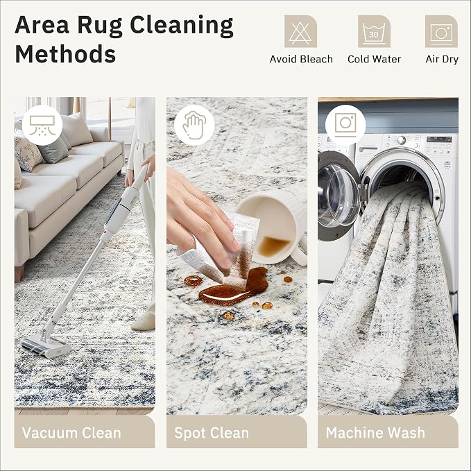 Soalmost 7x10 Area Rug for Living Room Washable Abstract Vintage Soft Thin - Image 9