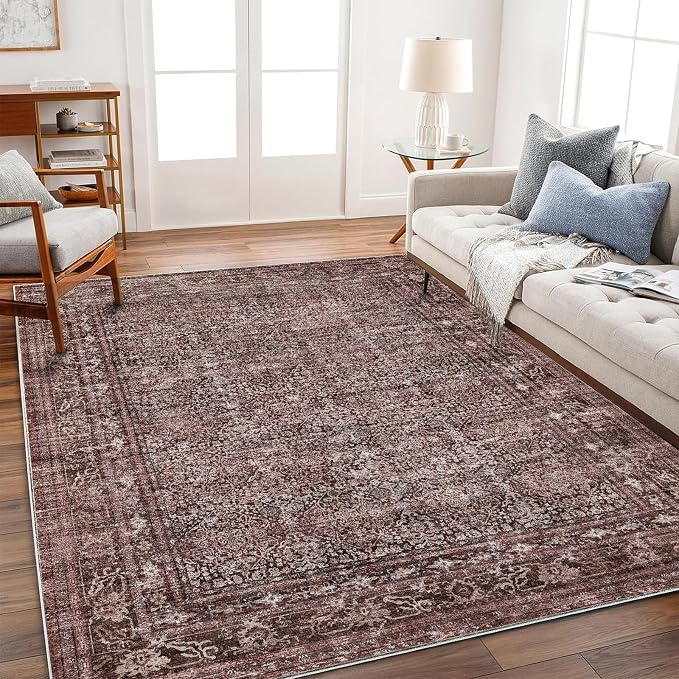 CHAMPLANT Area Rug 6'x9' Washable Vintage Traditional Floor Cover Thin Retro - Image 2