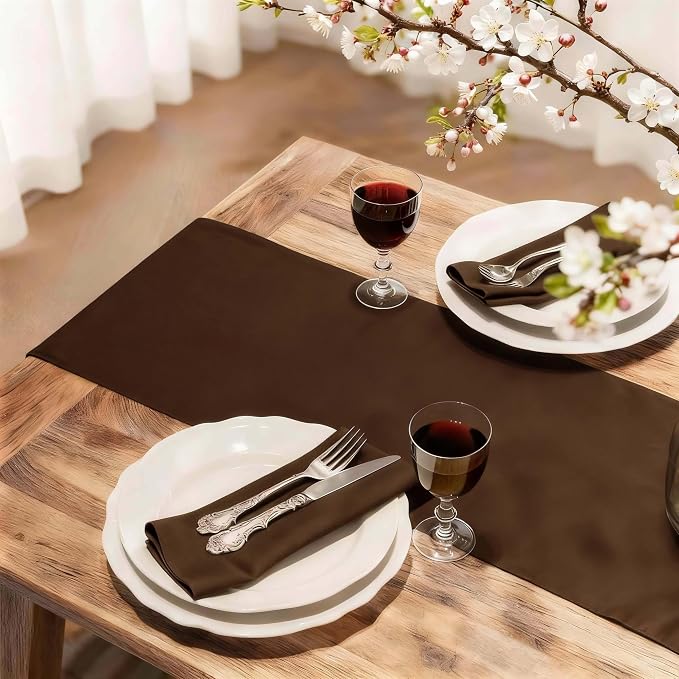 FOLINS&HOME Brown Waterproof Decorative Table Runner 60 Inches Long | 210GSM - Image 2