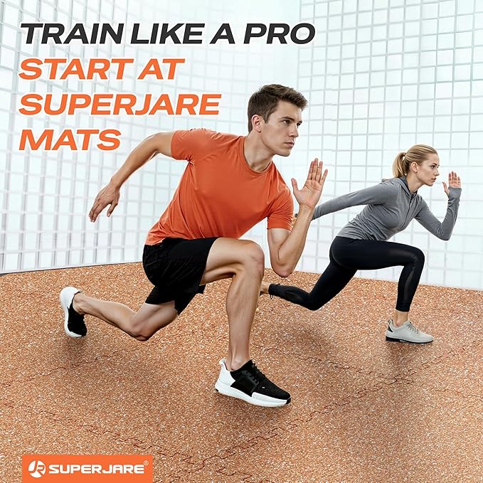 SUPERJARE 0.56'' Thick 12 Pcs 48 Sq Ft Rubber Top Exercise Equipment Mats - Image 3