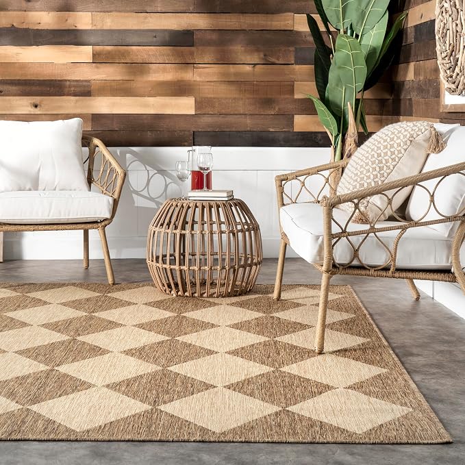 Nuloom Outdoor Performance Collection Sabina Brown/Ivory, High Traffic - Image 7