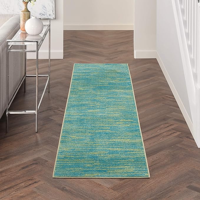 Nourison Home Nourison Essentials Blue Green 2'2" x 10' Area Rug - Image 3