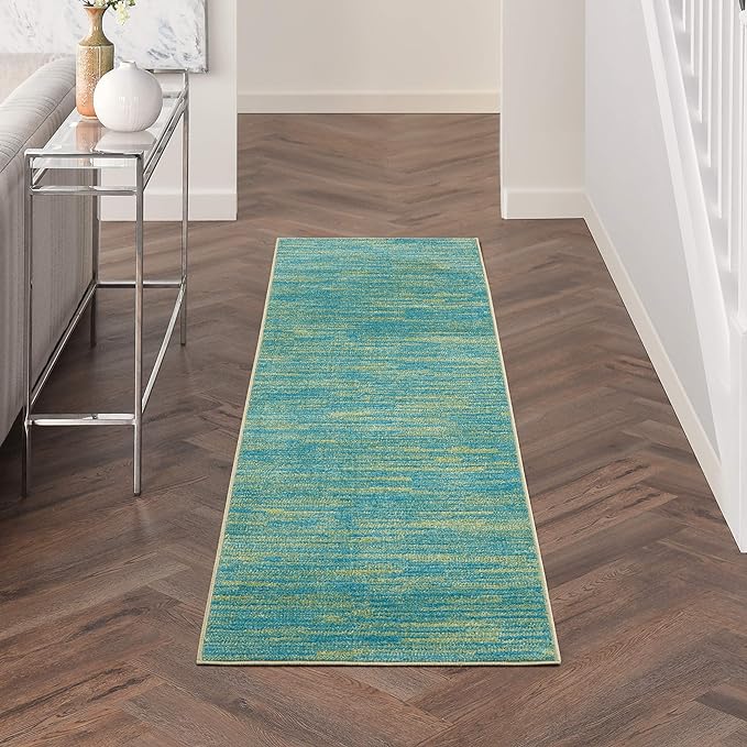 Nourison Home Nourison Essentials Blue Green 2'2" x 20' Area Rug by NourisonHome