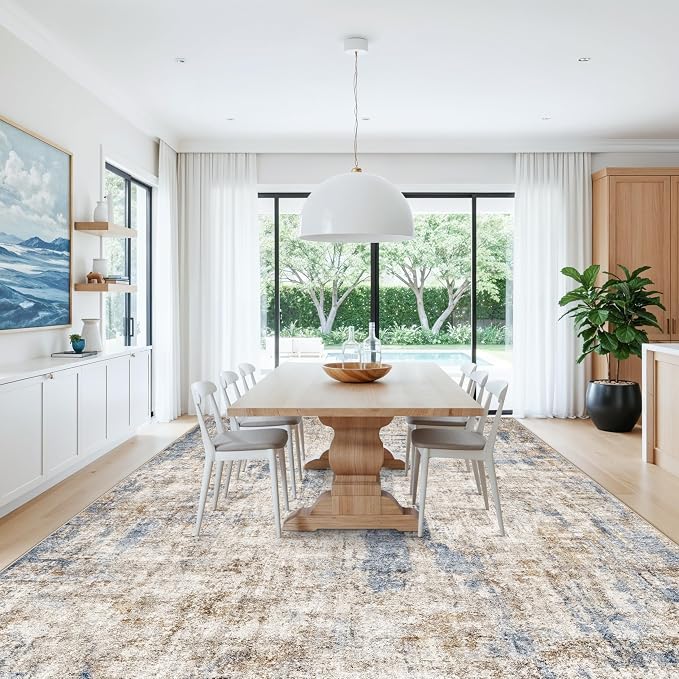 12x15 Area Rug for Living Room – Large Modern Neutral Abstract Thin Washable - Image 4