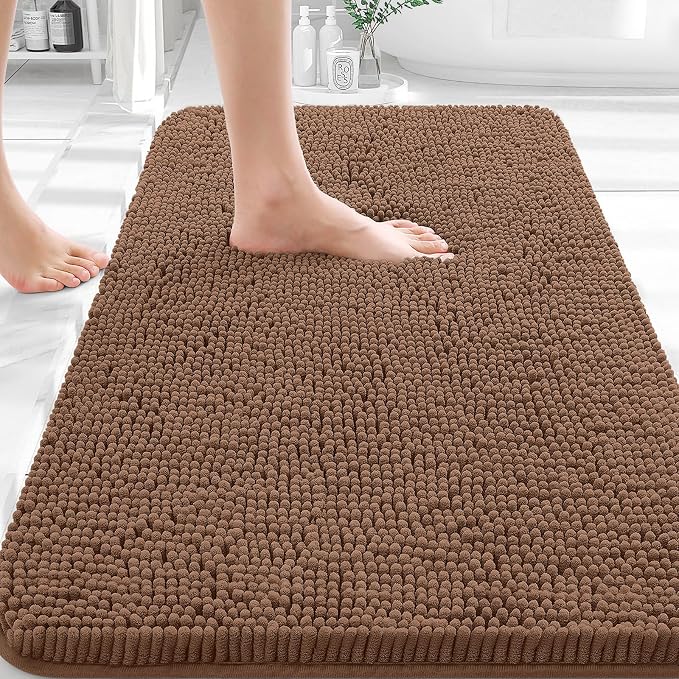 OLANLY Bathroom Rugs 30x18, Extra Soft Absorbent Chenille Bath Rugs, Rubber by OLANLY