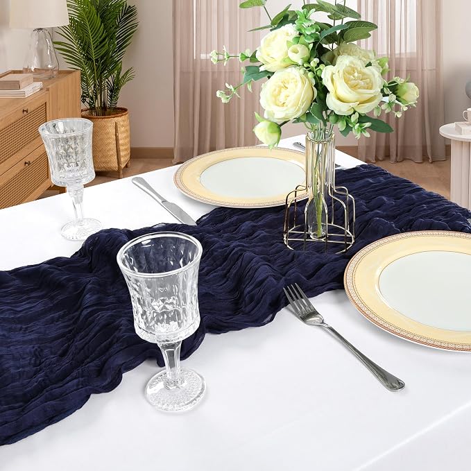 12 Pack 10Ft Navy Blue Cheesecloth Table Runner 23 x 120 Inch | Gauze Rustic - Image 6