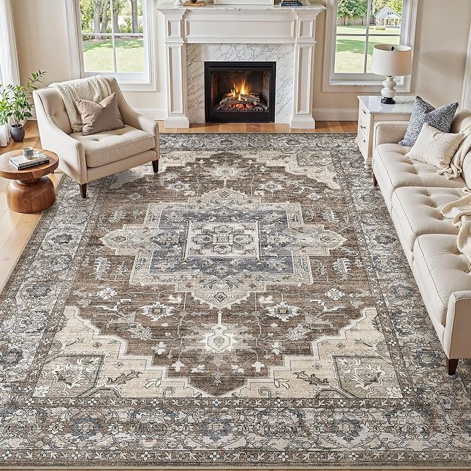 8x10 Area Rugs Living Room: Washable Vintage Rug Large Non-Slip Stain Resistant by JessibouAreaRug