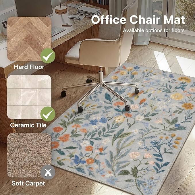 48"x72" Office Chair Mat for Hardwood Tile Floor, Under Desk Carpet Protector - Image 3