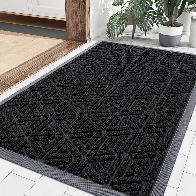 Smiry Front Door Mat Outside Entrance, Heavy Duty Sturdy Natural Rubber Doormat by Smiry