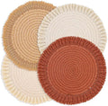 13 Inch Round Cotton Placemat Set of 4 Boho Placemats Table Mats Woven Washable by Lucomb