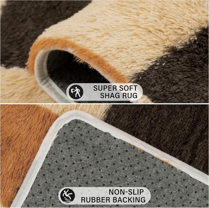 PureCozy Checkered Rug 6x9 for Living Room, Colorful Modern Shag Rug Washable - Image 4
