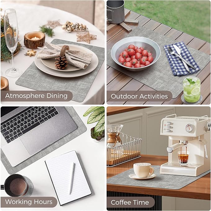 NCUE Vinyl Placemats Set of 6, Heat Resistant, Nonslip Faux Leather Waterproof - Image 6