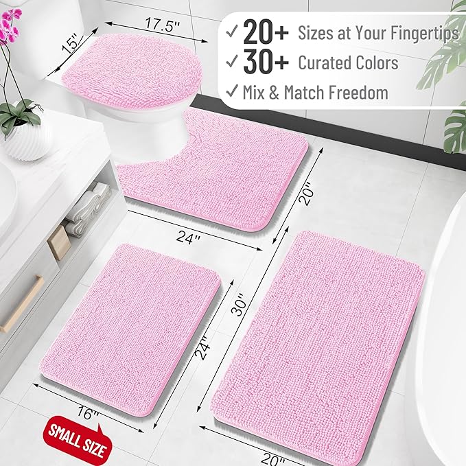 OLANLY Bathroom Rugs 35x24, Extra Soft Absorbent Chenille Bath Rugs, Rubber - Image 2