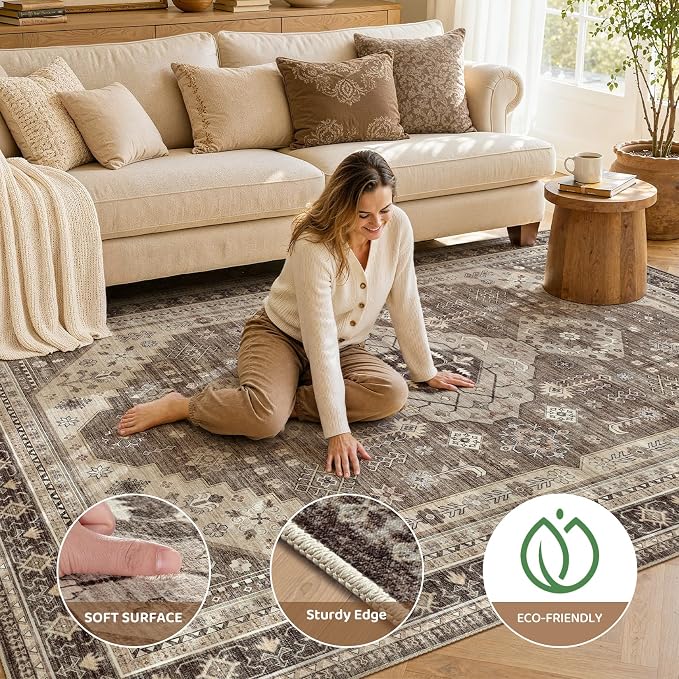 6x9 Washable Area Rug, Large Rugs - Image 3