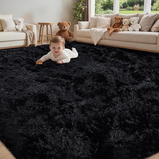 6x9 Area Rug for Living Room:Ultra Soft Fluffy Shag Black Rugs, Large Fuzzy by Unknown