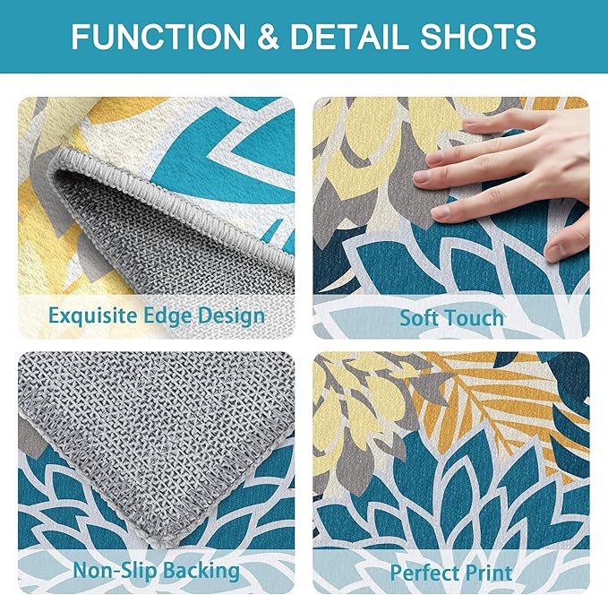Colorful 9x12 Outdoor Area Rug Washable Multicolored Patio Rug Tropical - Image 5